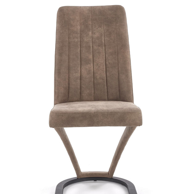 Scaun tapitat cu piele ecologica, cu picioare metalice Kai-338 Maro, l46xA61xH98 cm (1)