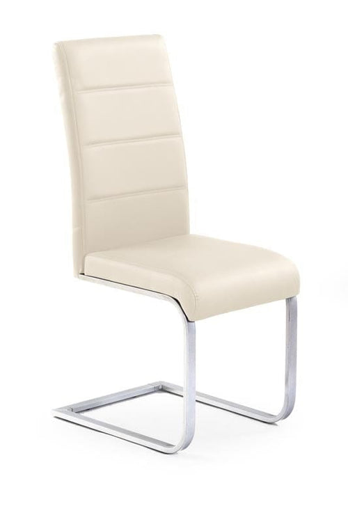 Halmar Scaun tapitat cu piele ecologica, cu picioare metalice Kai-85 Dark Cream, l42xA56xH100 cm