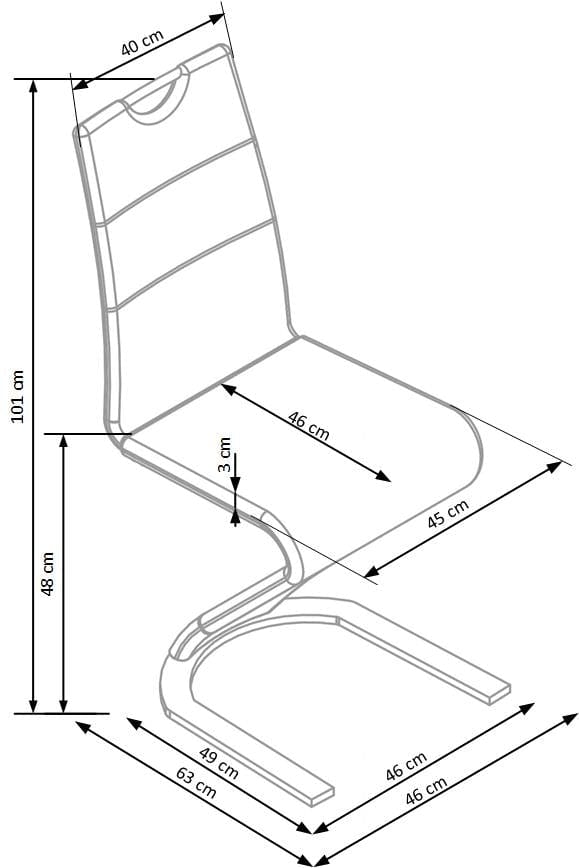 Halmar Scaun tapitat cu piele ecologica, Kai-188 Alb, l46xA63xH101 cm