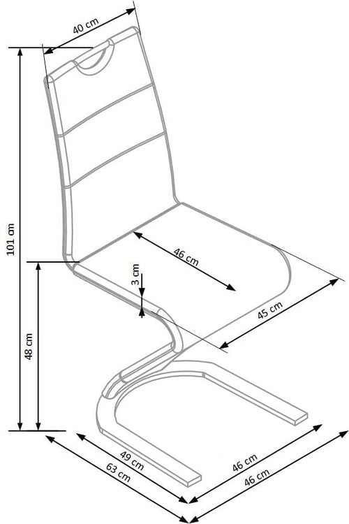 Halmar Scaun tapitat cu piele ecologica, Kai-188 Negru, l46xA63xH101 cm