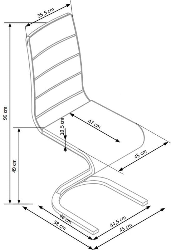 Scaun tapitat cu piele ecologica, Kai-194 Negru / Alb, l45xA58xH99 cm (3)