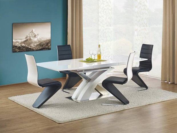 Scaun tapitat cu piele ecologica, Kai-194 Negru / Alb, l45xA58xH99 cm (1)