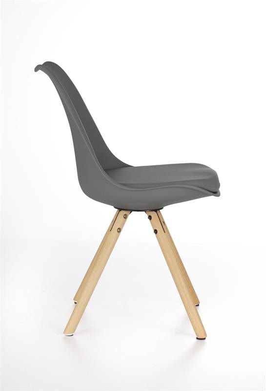 Halmar Scaun tapitat cu piele ecologica si picioare din lemn Kai-201 Gri / Natural, l48xA57xH81 cm