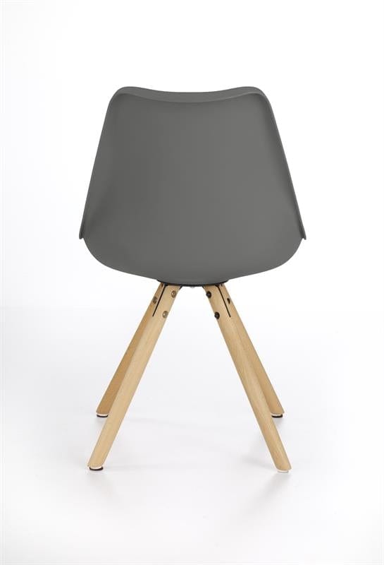 Halmar Scaun tapitat cu piele ecologica si picioare din lemn Kai-201 Gri / Natural, l48xA57xH81 cm