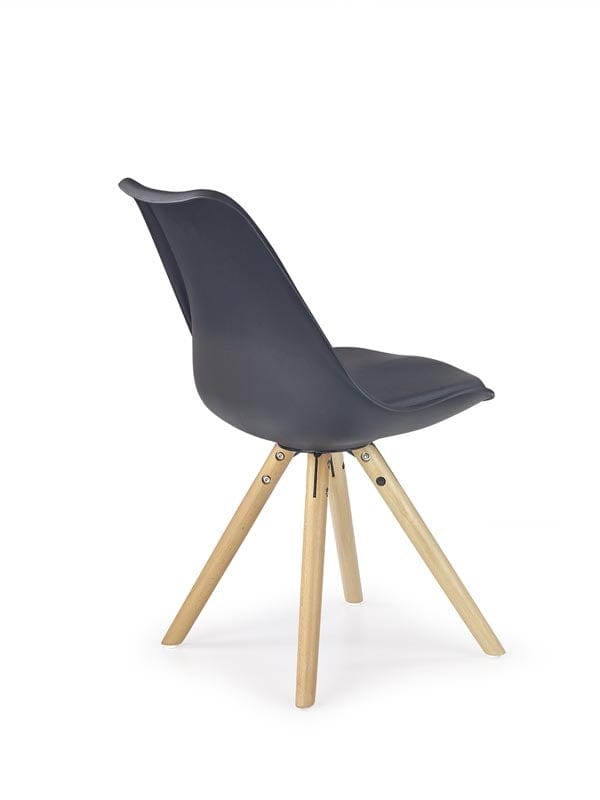 Halmar Scaun tapitat cu piele ecologica si picioare din lemn Kai-201 Negru / Natural, l48xA57xH81 cm