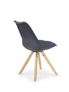 Halmar Scaun tapitat cu piele ecologica si picioare din lemn Kai-201 Negru / Natural, l48xA57xH81 cm