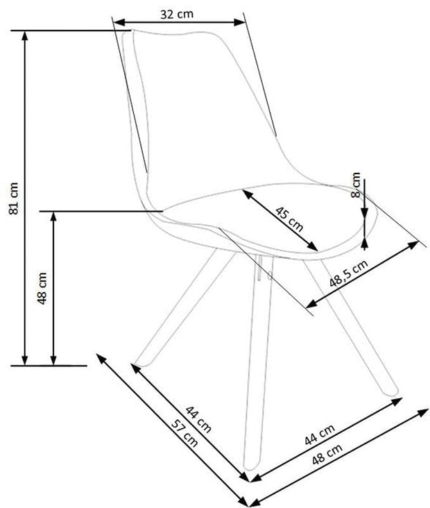 Halmar Scaun tapitat cu piele ecologica si picioare din lemn Kai-201 Negru / Natural, l48xA57xH81 cm