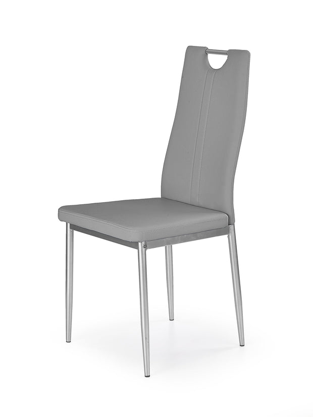 Scaun tapitat cu piele ecologica si picioare metalice, K202 Gri / Crom, l44xA59xH97 cm