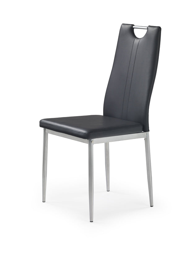 Scaun tapitat cu piele ecologica si picioare metalice, K202 Negru / Crom, l44xA59xH97 cm