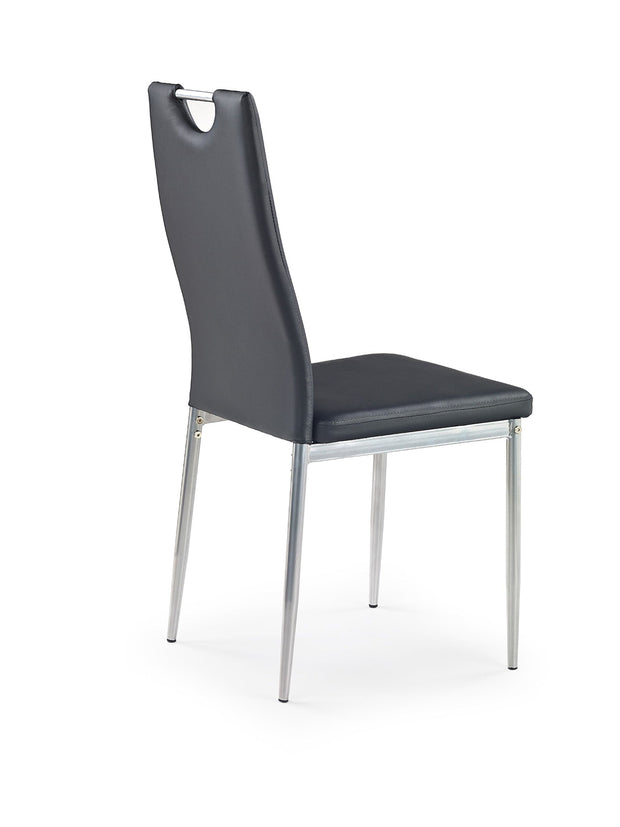 Scaun tapitat cu piele ecologica si picioare metalice, K202 Negru / Crom, l44xA59xH97 cm (1)