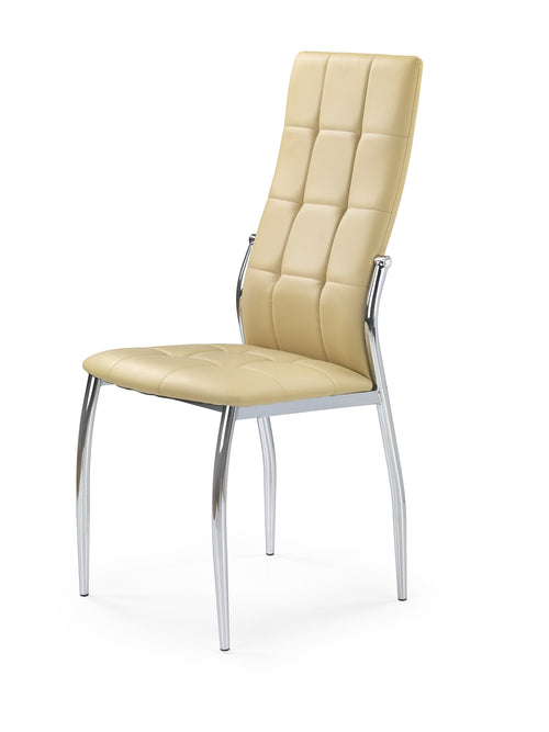 Scaun tapitat cu piele ecologica si picioare metalice, K209 Bej / Crom, l43xA54xH101 cm