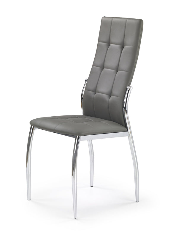 Scaun tapitat cu piele ecologica si picioare metalice, K209 Gri / Crom, l43xA54xH101 cm