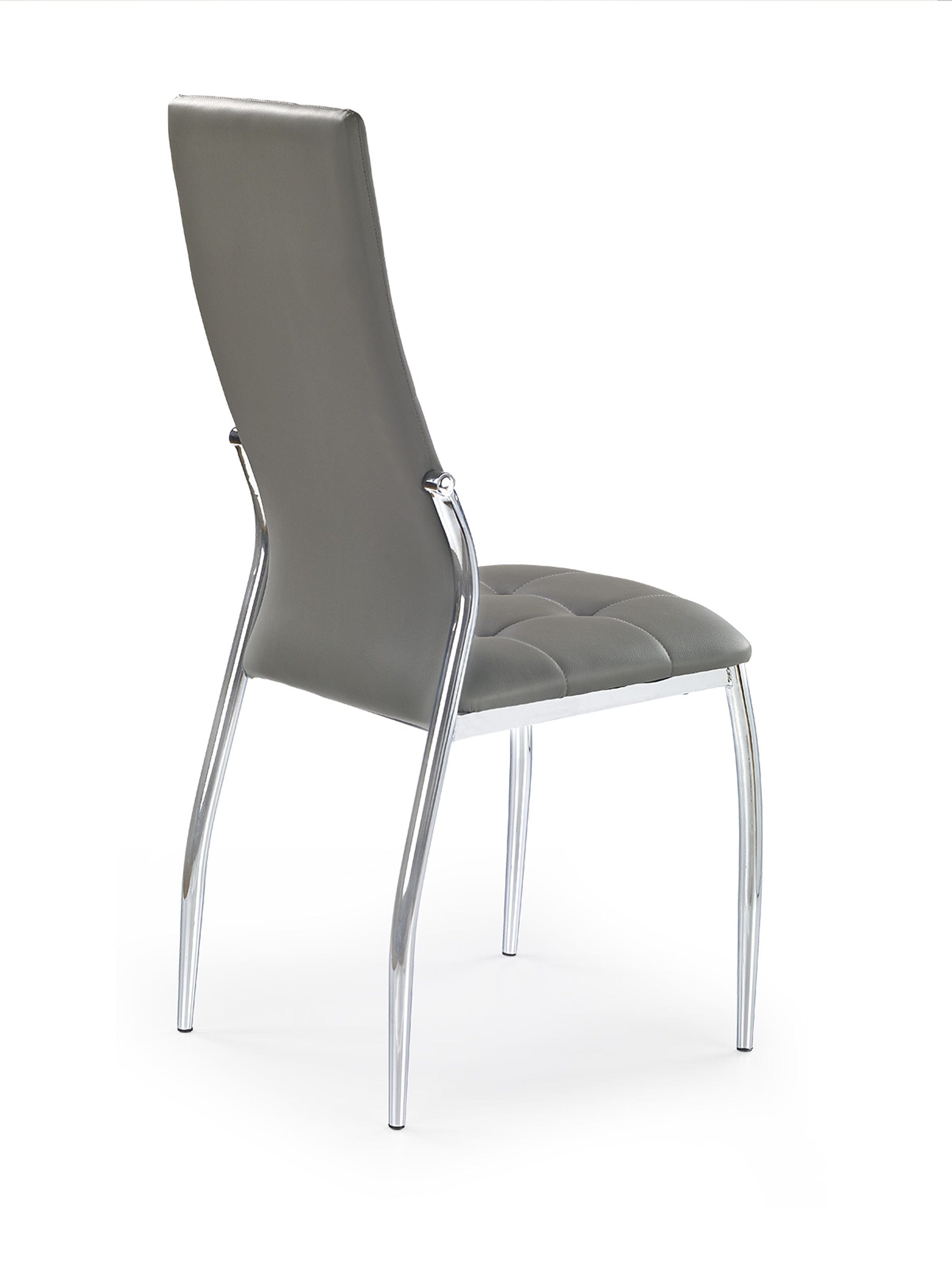 Scaun tapitat cu piele ecologica si picioare metalice, K209 Gri / Crom, l43xA54xH101 cm (1)
