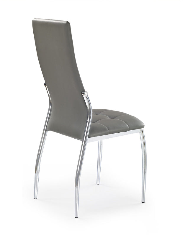 Scaun tapitat cu piele ecologica si picioare metalice, K209 Gri / Crom, l43xA54xH101 cm (1)