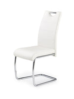 Scaun tapitat cu piele ecologica si picioare metalice, K211 Alb / Crom, l42xA60xH97 cm