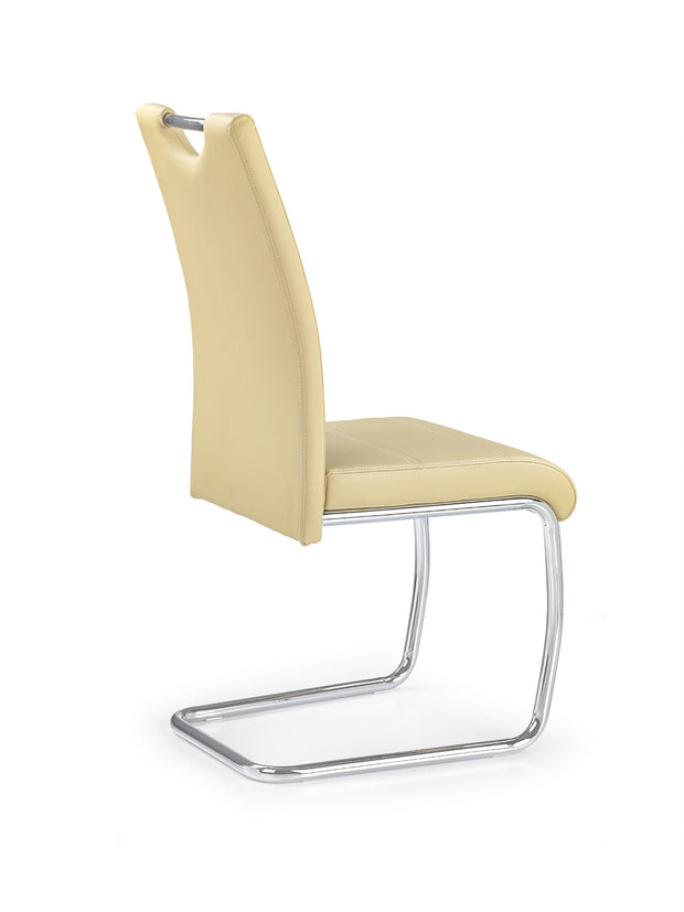 Scaun tapitat cu piele ecologica si picioare metalice, K211 Bej / Crom, l42xA60xH97 cm (1)