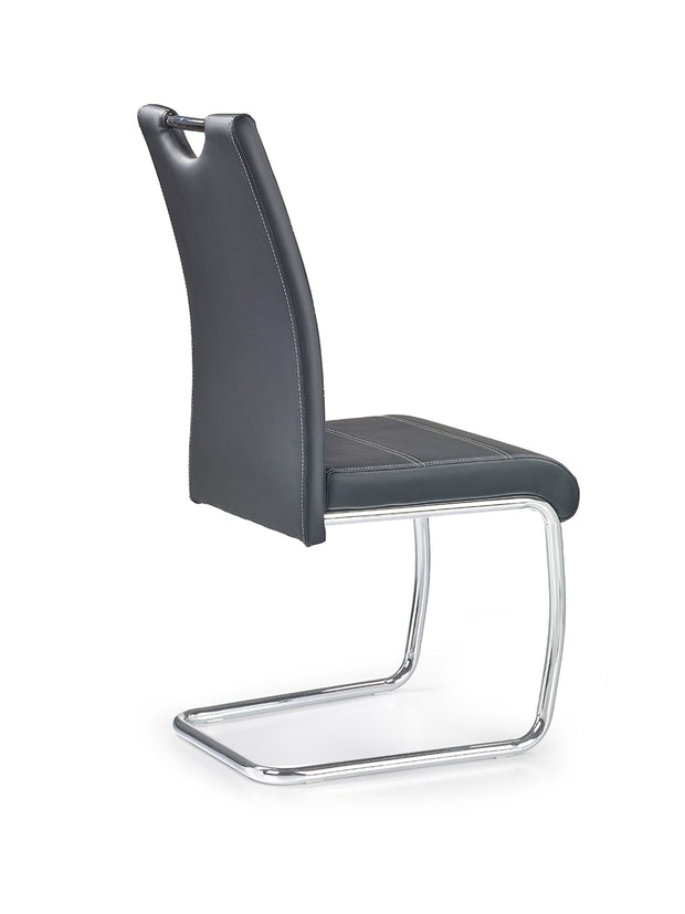Scaun tapitat cu piele ecologica si picioare metalice, K211 Negru / Crom, l42xA60xH97 cm (1)