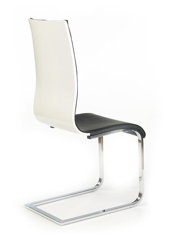 Halmar Scaun tapitat cu piele ecologica si picioare metalice, Kai-104 Negru / Alb / Crom, l42xA56xH99 cm