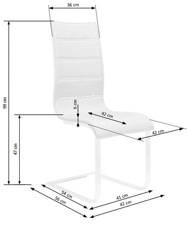 Halmar Scaun tapitat cu piele ecologica si picioare metalice, Kai-104 Negru / Alb / Crom, l42xA56xH99 cm