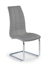 Halmar Scaun tapitat cu piele ecologica si picioare metalice, Kai-147 Gri / Crom, l42xA55xH103 cm