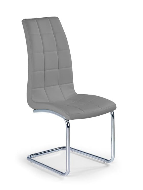 Halmar Scaun tapitat cu piele ecologica si picioare metalice, Kai-147 Gri / Crom, l42xA55xH103 cm
