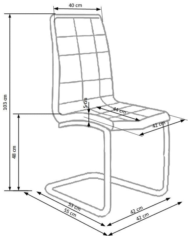 Halmar Scaun tapitat cu piele ecologica si picioare metalice, Kai-147 Gri / Crom, l42xA55xH103 cm