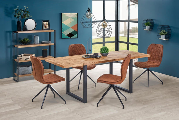 Halmar Scaun tapitat cu piele ecologica si picioare metalice Kai-237 Maro / Negru, l49xA62xH90 cm