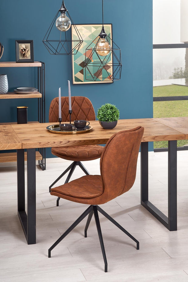 Halmar Scaun tapitat cu piele ecologica si picioare metalice Kai-237 Maro / Negru, l49xA62xH90 cm