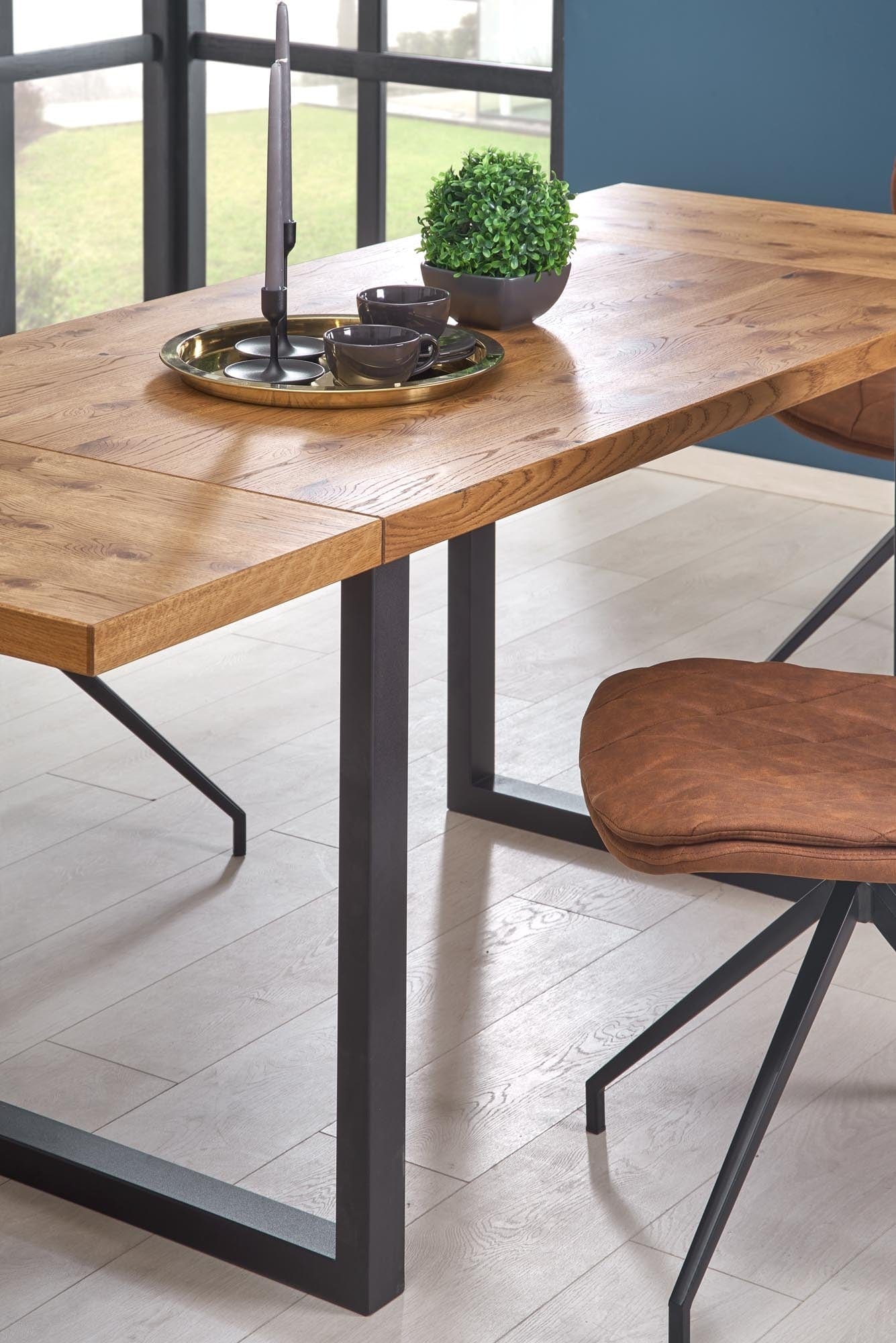 Halmar Scaun tapitat cu piele ecologica si picioare metalice Kai-237 Maro / Negru, l49xA62xH90 cm