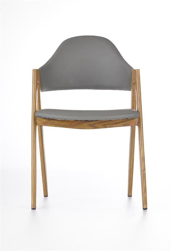 Halmar Scaun tapitat cu piele ecologica si picioare metalice, Kai-247 Gri / Natural, l53xA57xH80 cm