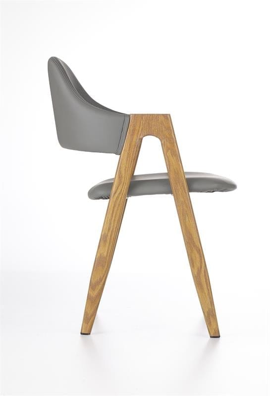 Halmar Scaun tapitat cu piele ecologica si picioare metalice, Kai-247 Gri / Natural, l53xA57xH80 cm