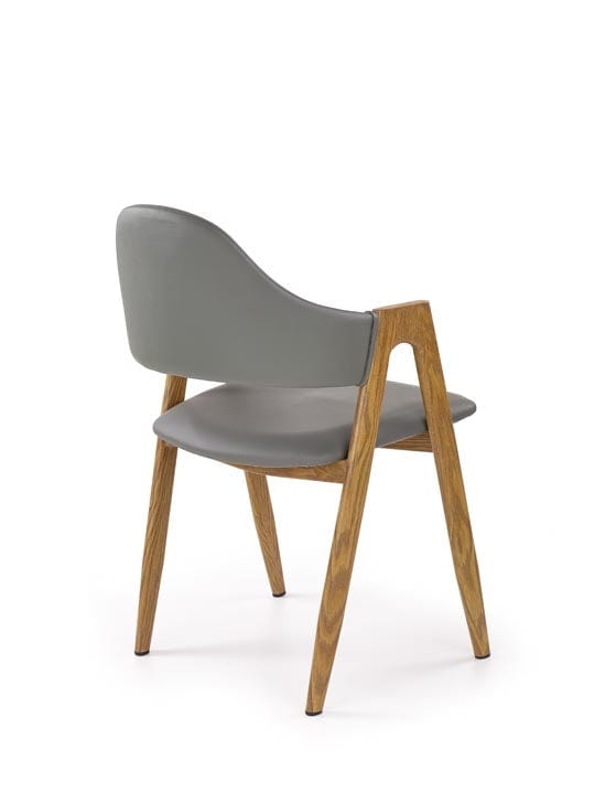 Halmar Scaun tapitat cu piele ecologica si picioare metalice, Kai-247 Gri / Natural, l53xA57xH80 cm