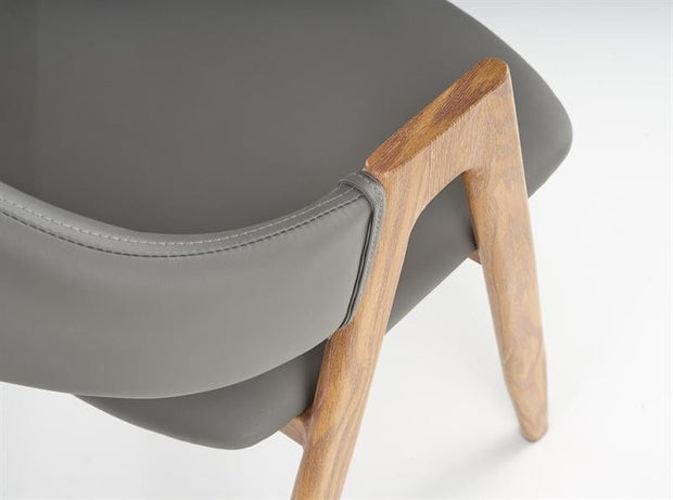Halmar Scaun tapitat cu piele ecologica si picioare metalice, Kai-247 Gri / Natural, l53xA57xH80 cm
