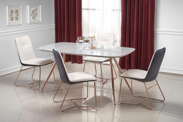 Halmar Scaun tapitat cu piele ecologica si picioare metalice Kai-390 Crem / Gri inchis / Auriu, l46xA60xH90 cm