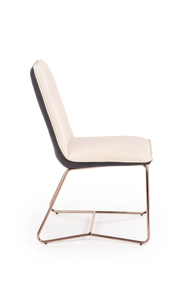 Halmar Scaun tapitat cu piele ecologica si picioare metalice Kai-390 Crem / Gri inchis / Auriu, l46xA60xH90 cm