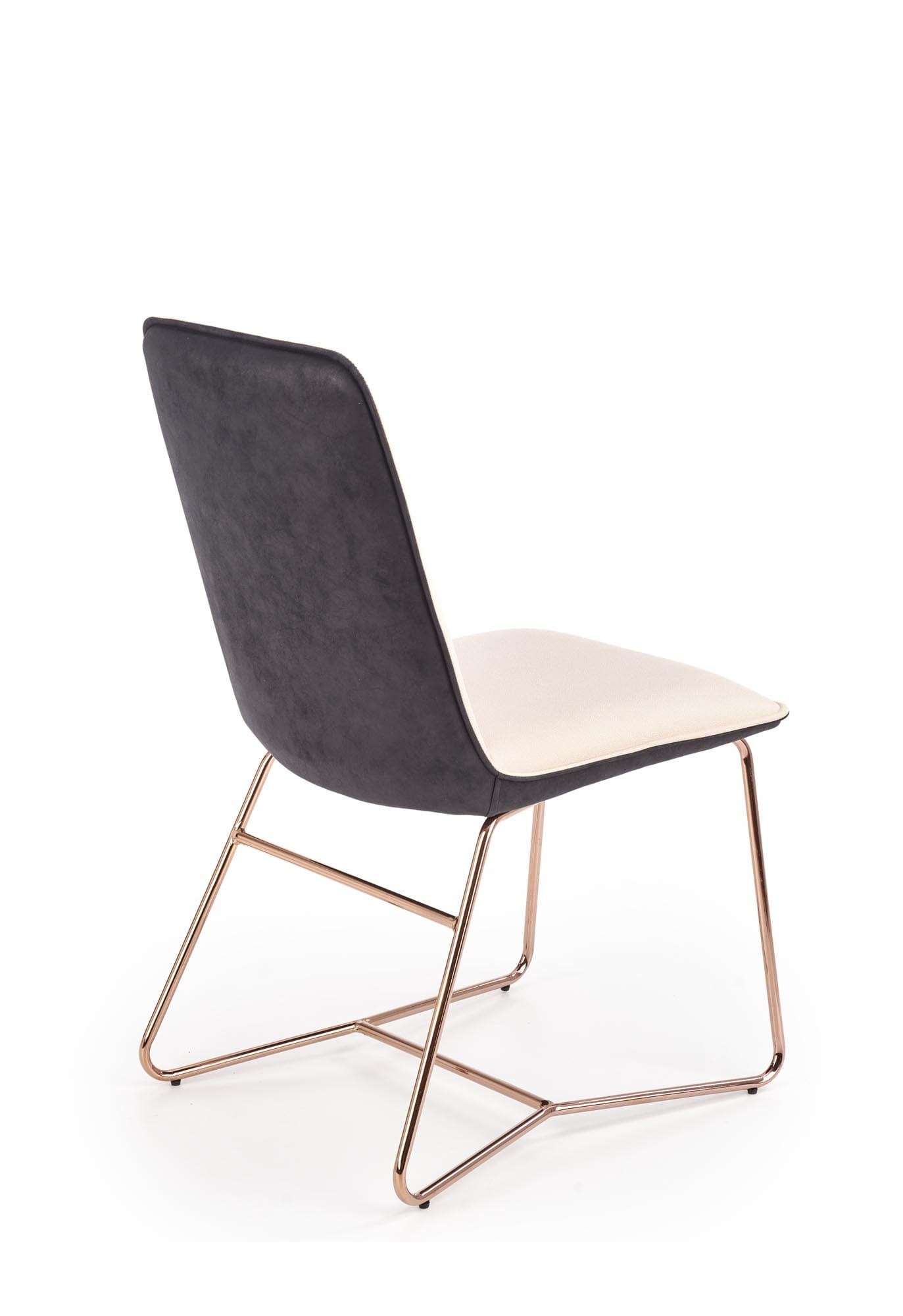 Halmar Scaun tapitat cu piele ecologica si picioare metalice Kai-390 Crem / Gri inchis / Auriu, l46xA60xH90 cm