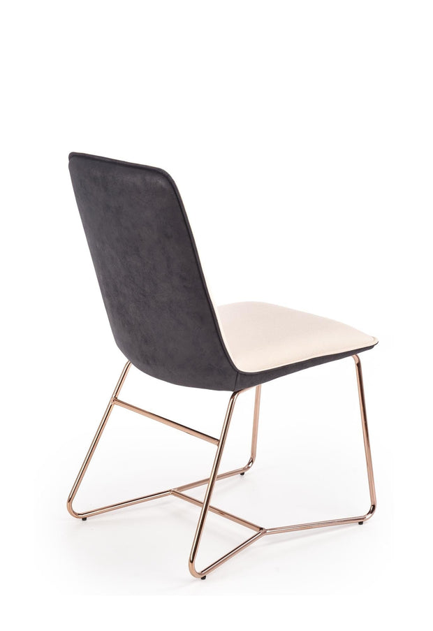 Halmar Scaun tapitat cu piele ecologica si picioare metalice Kai-390 Crem / Gri inchis / Auriu, l46xA60xH90 cm