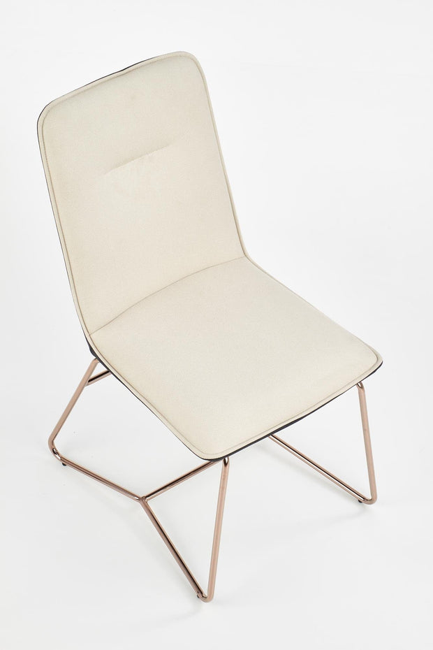 Halmar Scaun tapitat cu piele ecologica si picioare metalice Kai-390 Crem / Gri inchis / Auriu, l46xA60xH90 cm