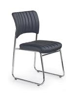 Halmar Scaun tapitat cu piele ecologica si picioare metalice, Raziela Negru / Crom, l48xA58xH83 cm