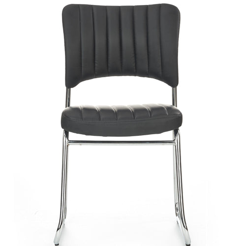 Halmar Scaun tapitat cu piele ecologica si picioare metalice, Raziela Negru / Crom, l48xA58xH83 cm
