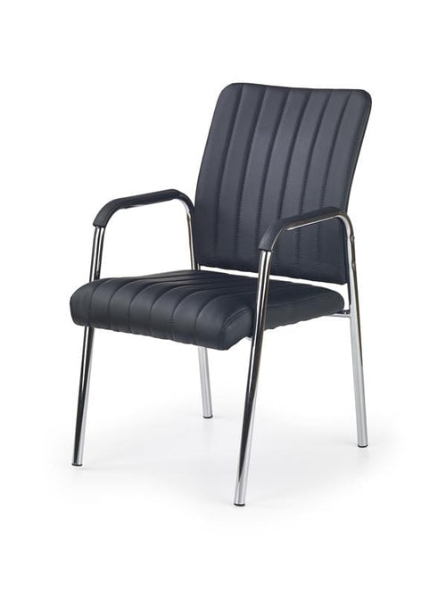Scaun tapitat cu piele ecologica si picioare metalice, Vander Negru / Crom, l53xA58xH92 cm (1)