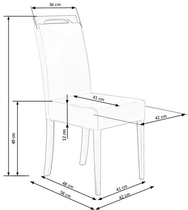 Scaun tapitat cu stofa, cu picioare din lemn Clarinda Gri / Alb, l42xA58xH97 cm (10)