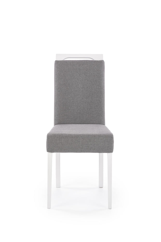 Scaun tapitat cu stofa, cu picioare din lemn Clarinda Gri / Alb, l42xA58xH97 cm (2)