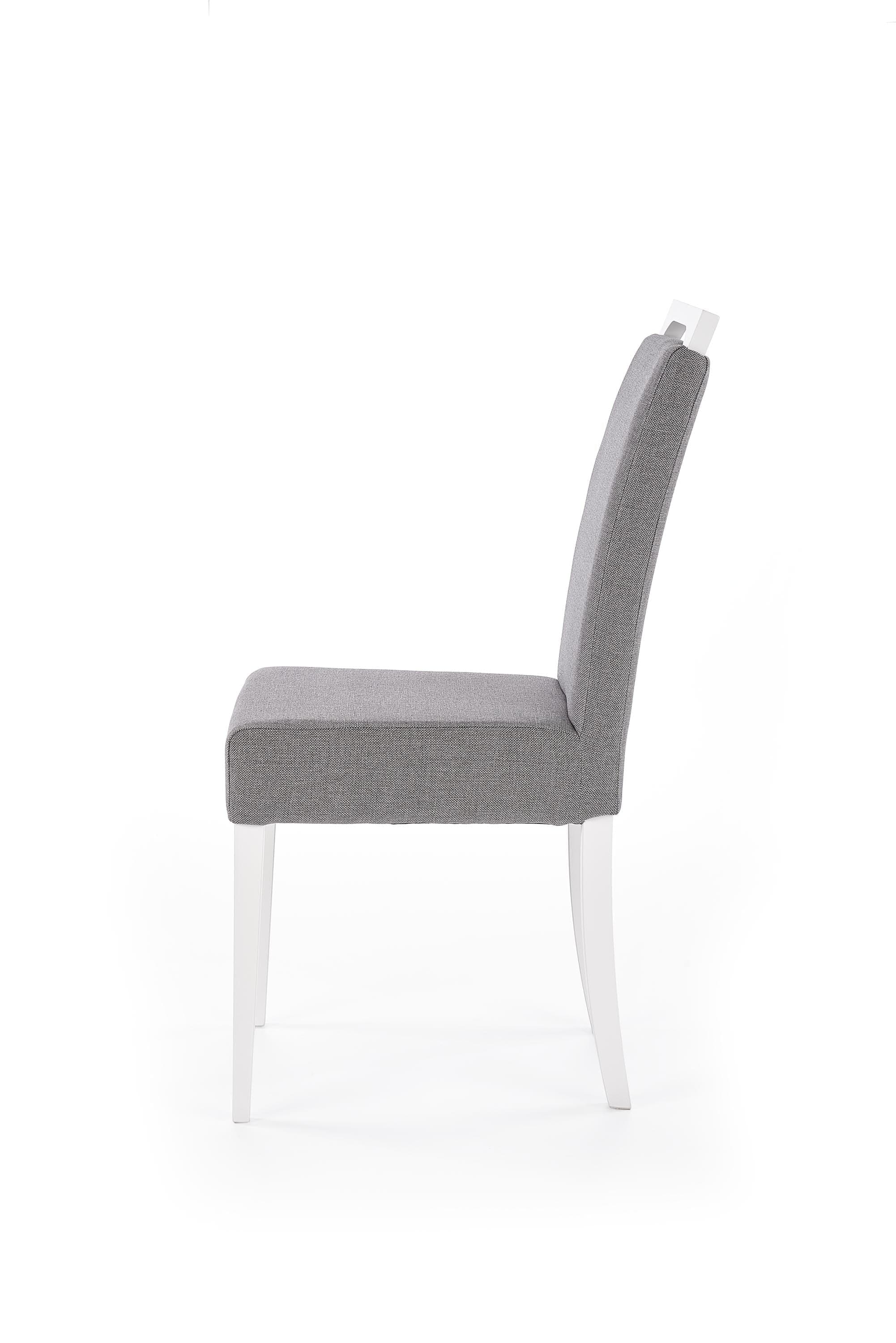 Scaun tapitat cu stofa, cu picioare din lemn Clarinda Gri / Alb, l42xA58xH97 cm (3)