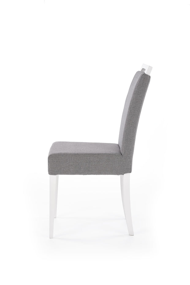 Scaun tapitat cu stofa, cu picioare din lemn Clarinda Gri / Alb, l42xA58xH97 cm (3)
