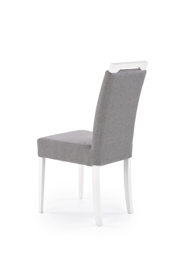Scaun tapitat cu stofa, cu picioare din lemn Clarinda Gri / Alb, l42xA58xH97 cm (4)