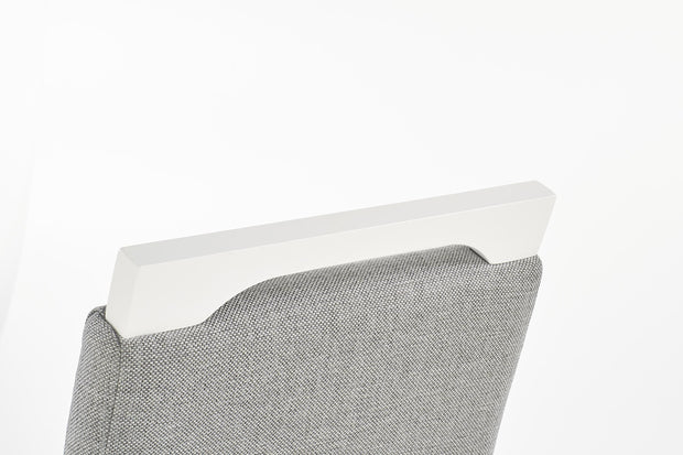 Scaun tapitat cu stofa, cu picioare din lemn Clarinda Gri / Alb, l42xA58xH97 cm (5)