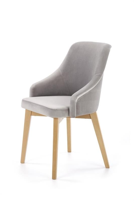 Halmar Scaun tapitat cu stofa, cu picioare din lemn Torrell 2 Gri / Stejar, l57xA56xH86 cm