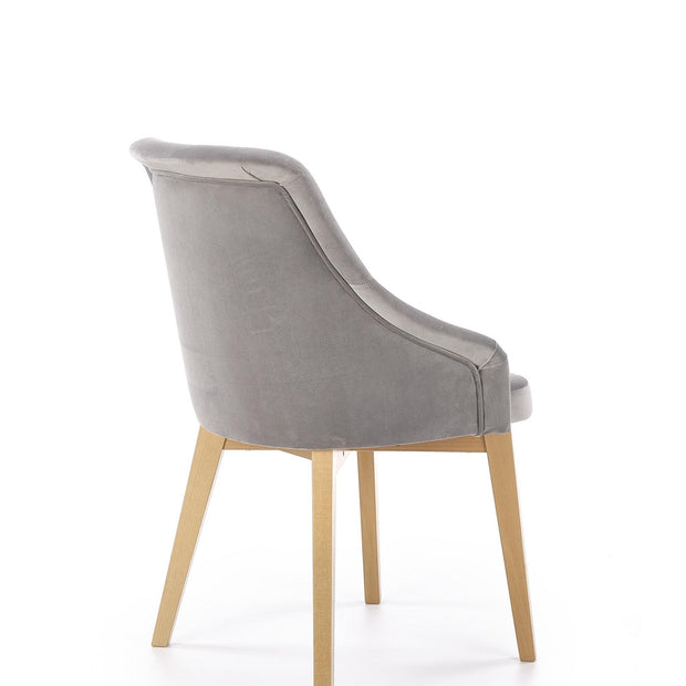 Halmar Scaun tapitat cu stofa, cu picioare din lemn Torrell 2 Gri / Stejar, l57xA56xH86 cm