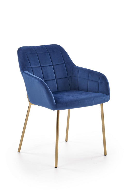 Halmar Scaun tapitat cu stofa, cu picioare metalice Kai-306 Velvet Albastru Inchis / Auriu, l58xA57xH80 cm
